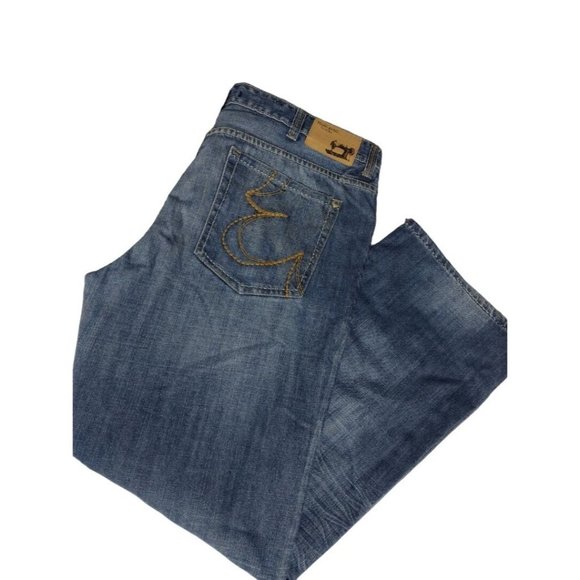 Marc Ecko Women's Boot‎ Cut Size 40x32 Blue Denim Jeans - Picture 1 of 7